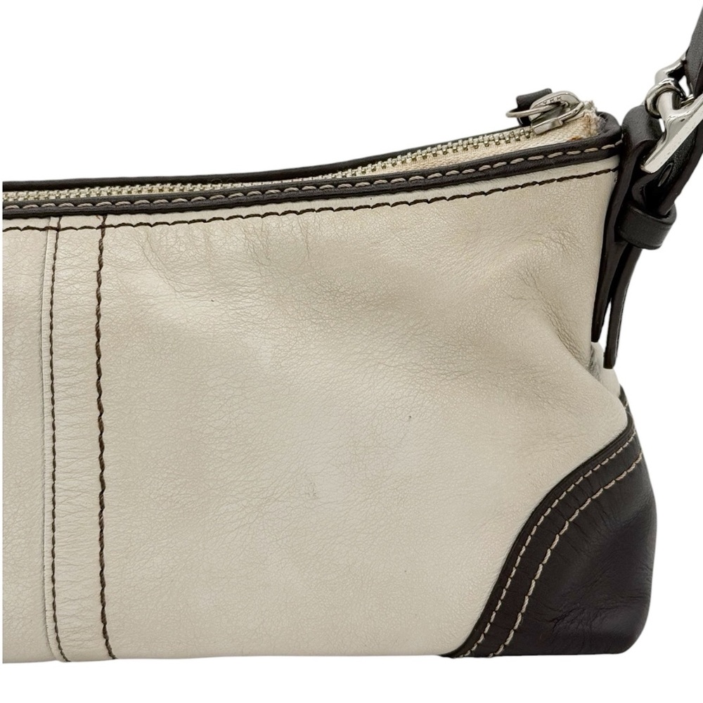 Coach 2007 Hamptons Cream Brown Leather Demi Baguette Mini Shoulder Bag F11195 - Picture 8 of 14